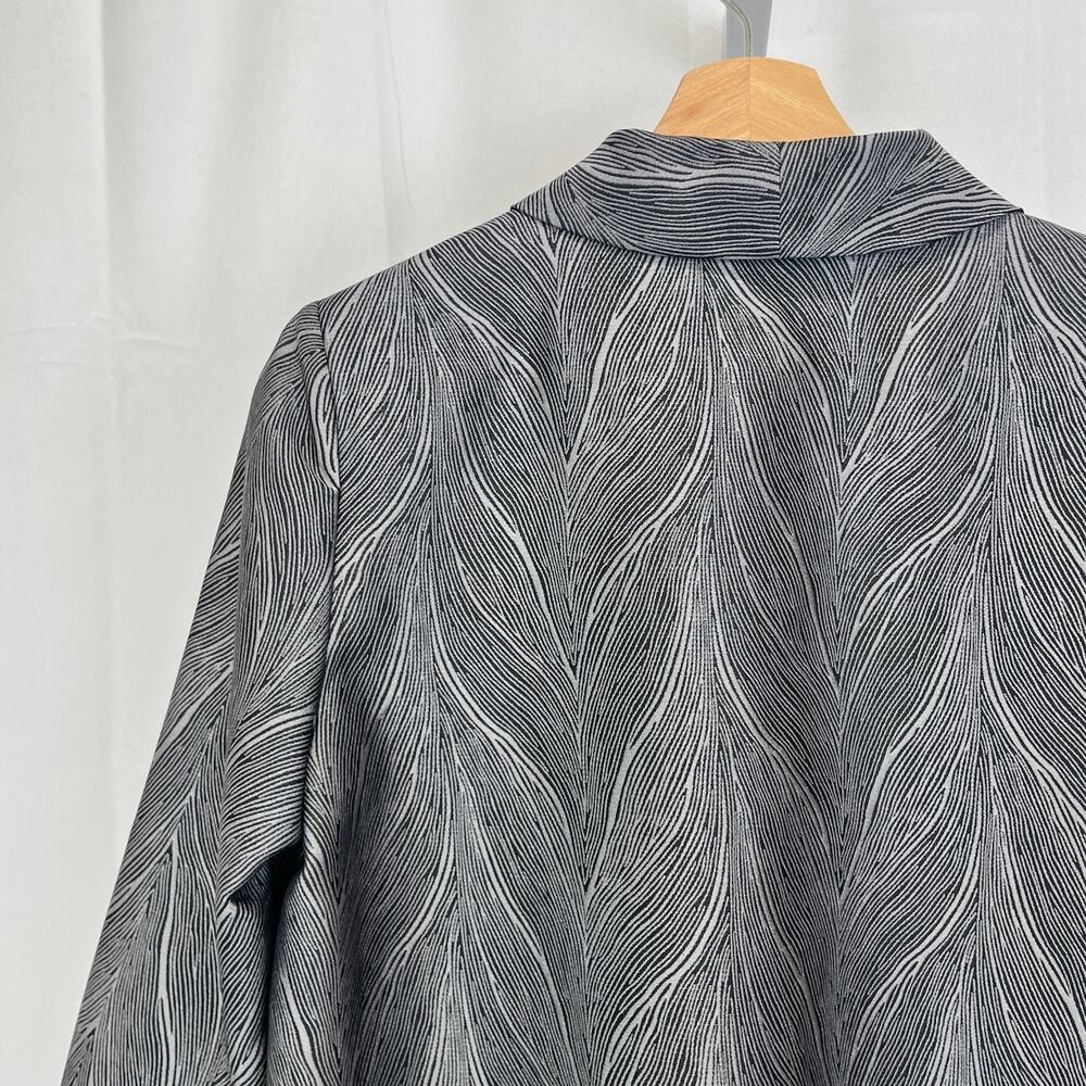 MING WANG Patterned Open Front Blazer Jacket 3/4 Slv Gray Silver Petite XS PXS - Picture 6 of 8